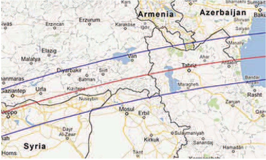 763 BC eclipse map
