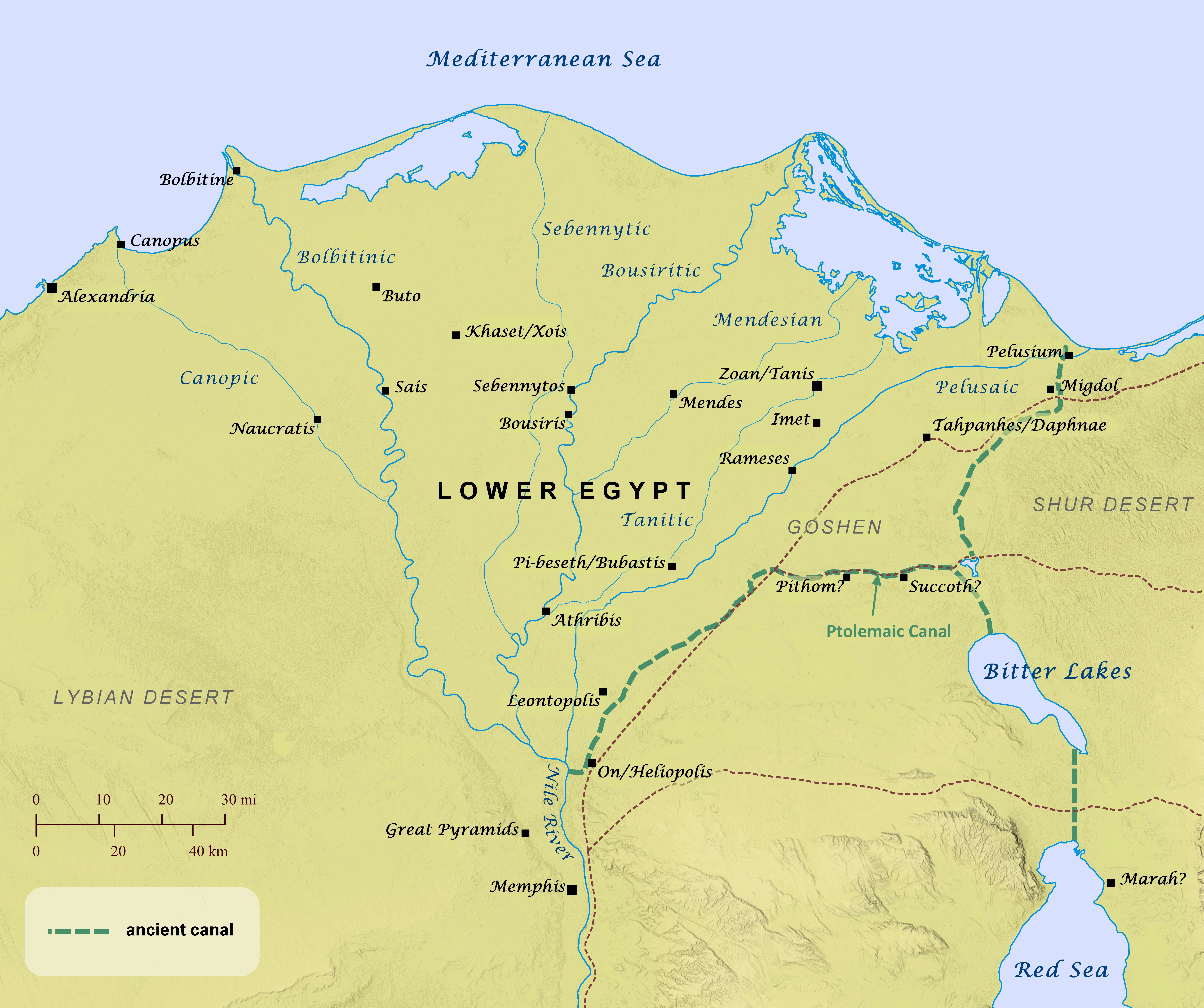 Lower Egypt map BiblePlaces